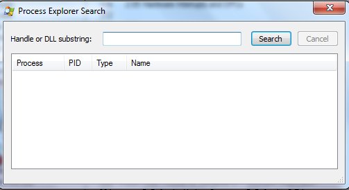 Search window in Process Explorer